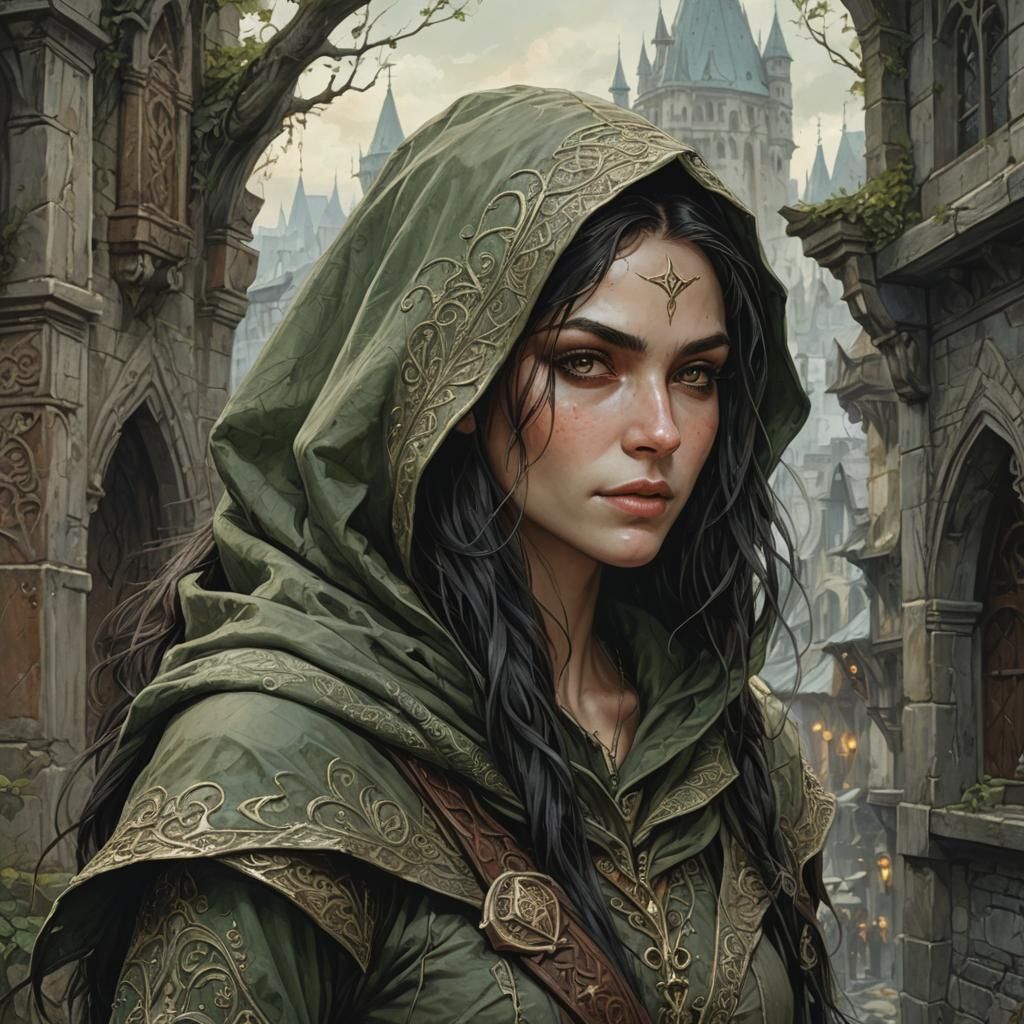 Elven Rogue Portrait in Ornate Detail