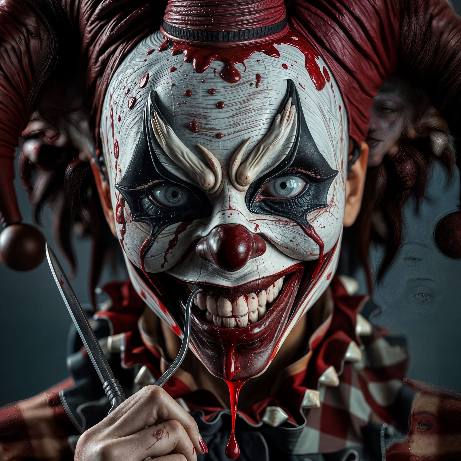 Melting Horror Clown with Bloody Scalpel