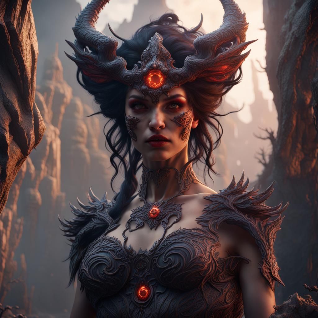 Detailed Matte Painting of Lilith in Unreal Engine 5
