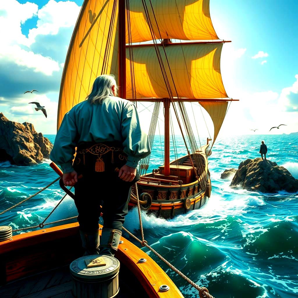 Epic Sailboat on the Ocean: Digital Matte Painting