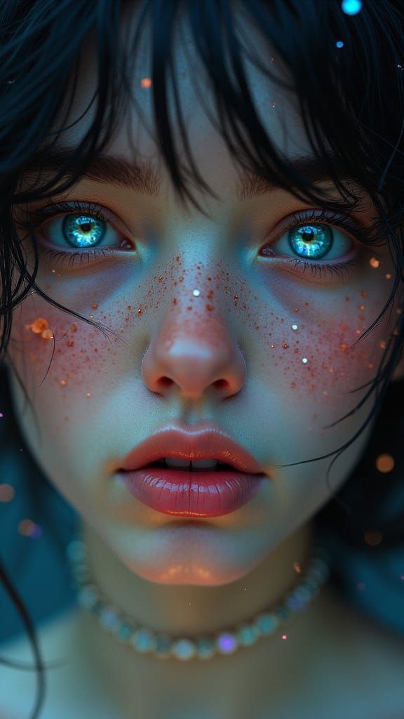 Hyperreal Celestial Dreamer with Galaxy Eyes