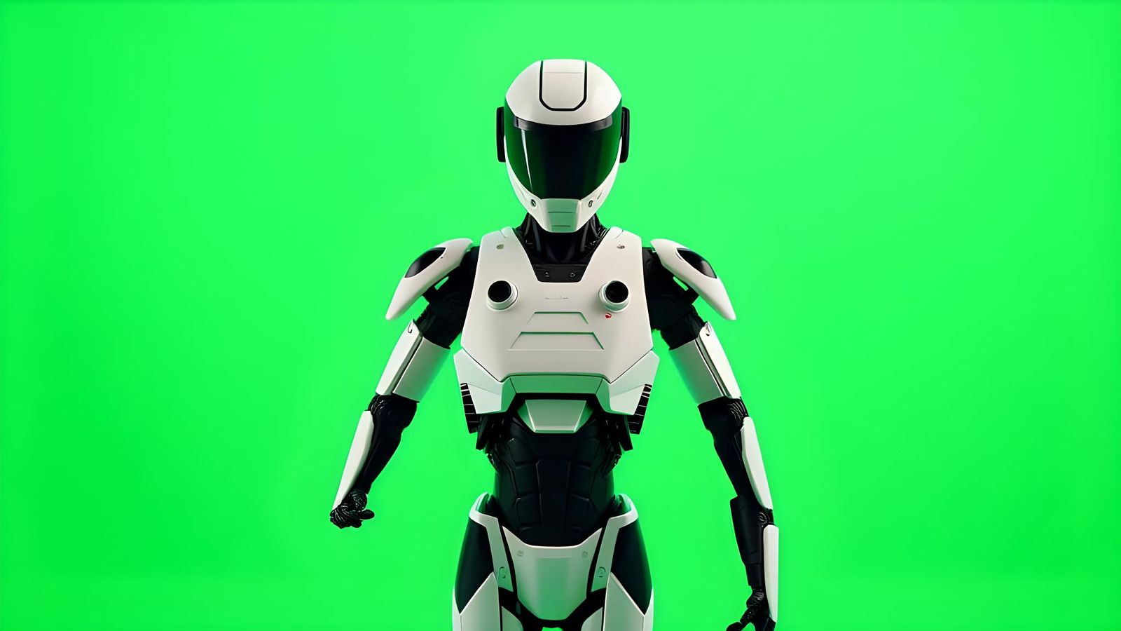 Futuristic Shapeshifting Robot on Green Screen