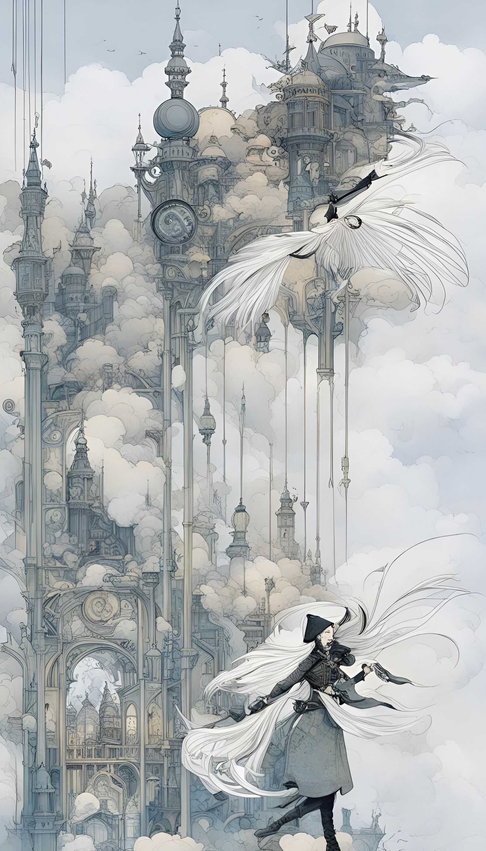 Steampunk Tornado Dervish Collage in Pen and Ink