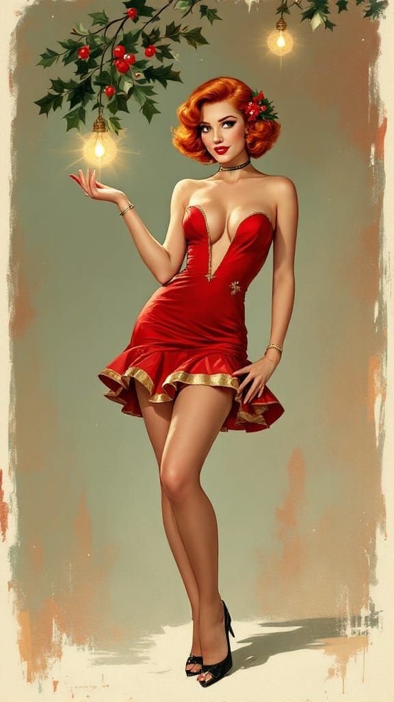 Confident Pin-Up Beauty in Festive Red