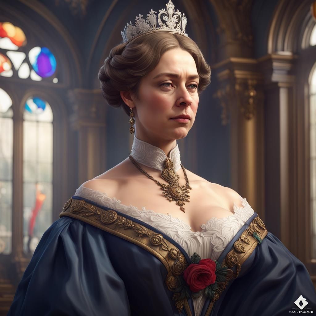 Queen Victoria Portrait in Art Nouveau Style