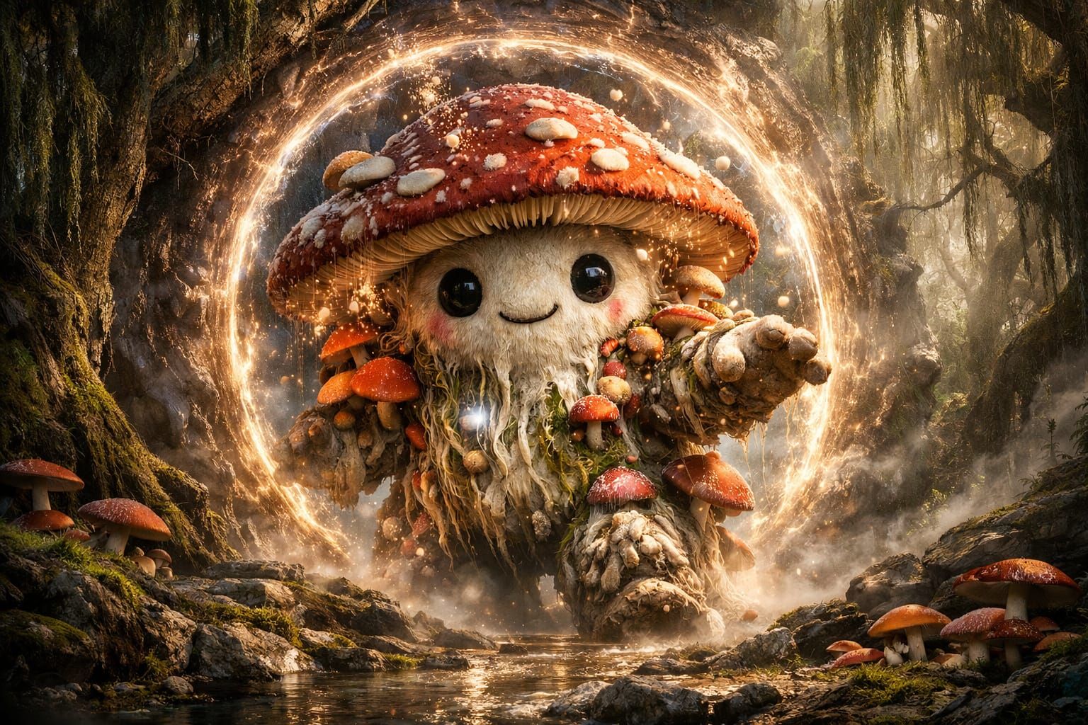 Gigantic Cute Fungal Creature Emerges From Magical Portal