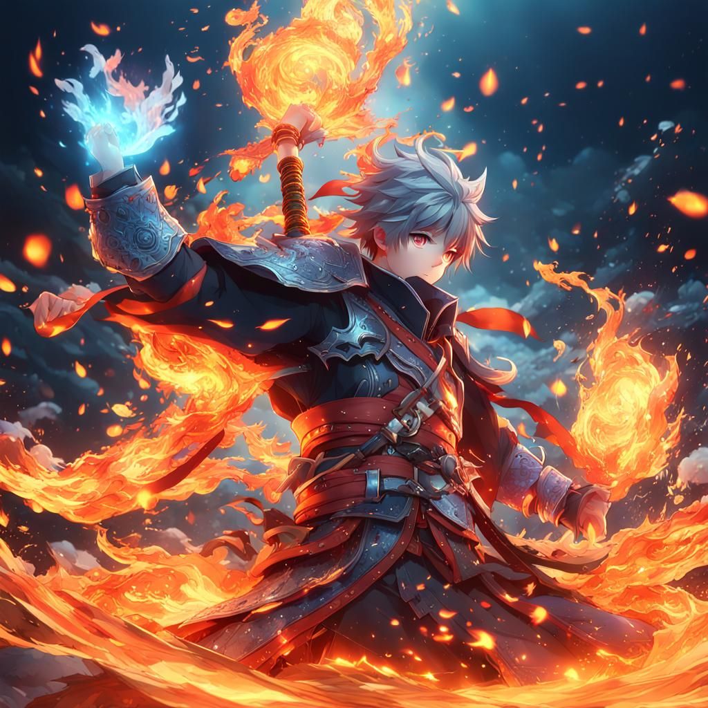 Clash of Elements: Anime-Style Water and Fire