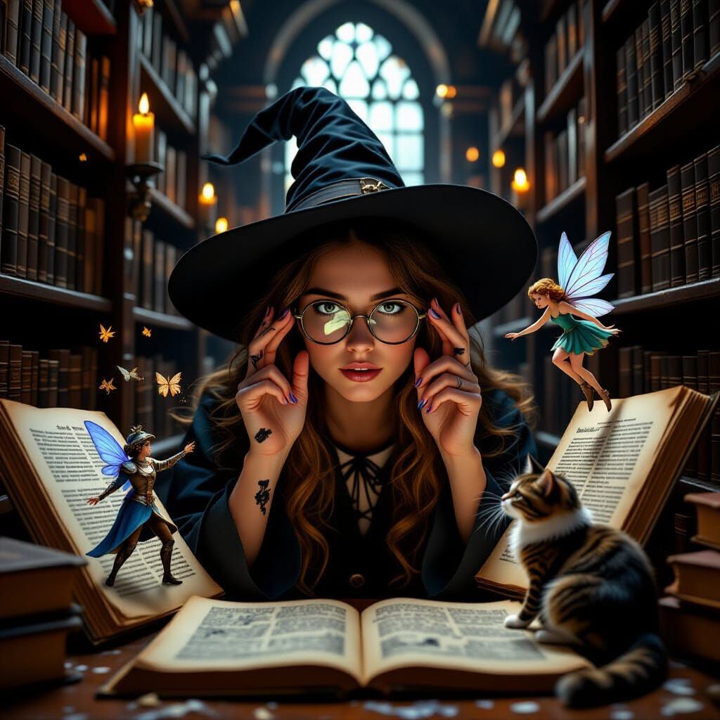 Young Witch Animates Books in Magical Library