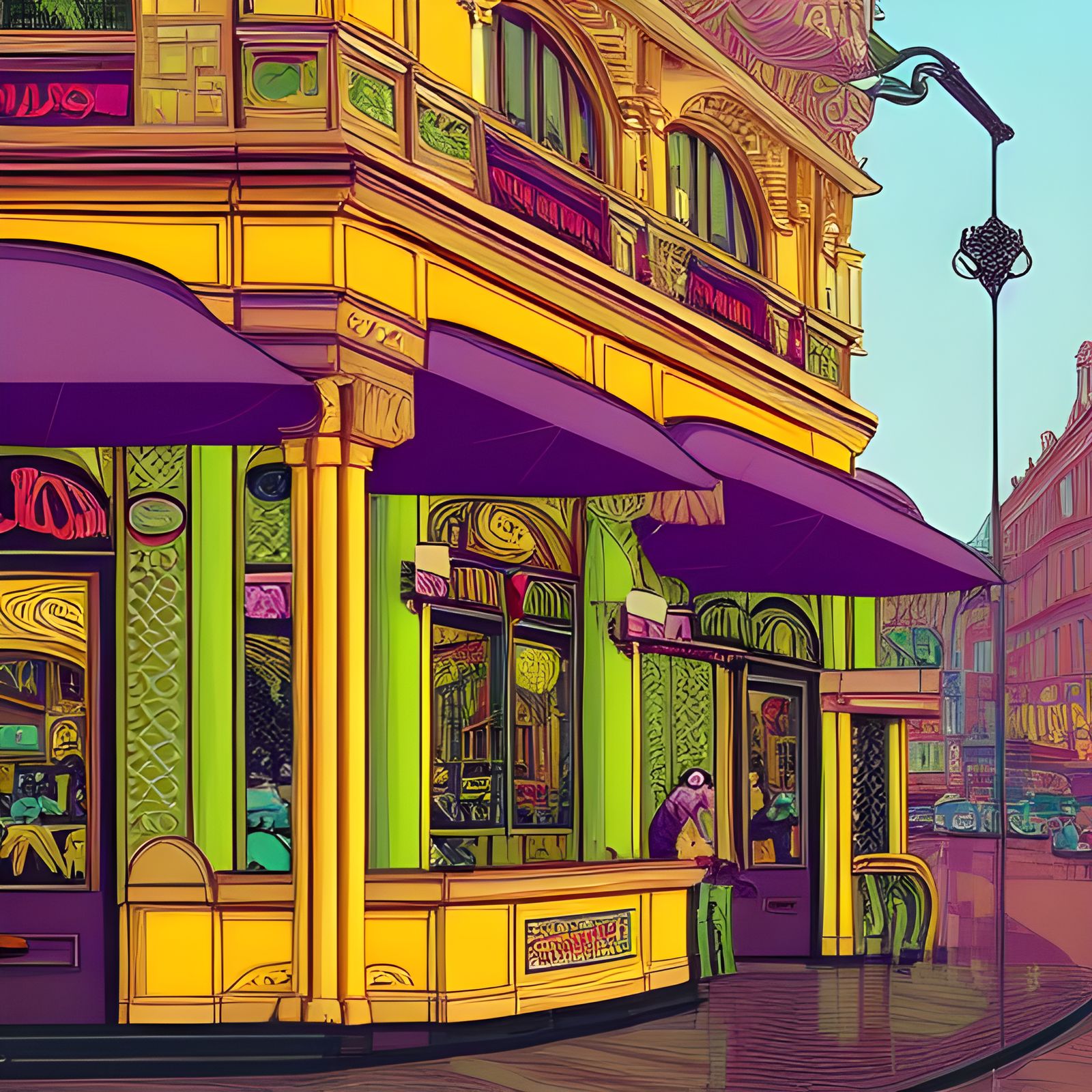 Art Nouveau Cafe Interior in Art Deco Style