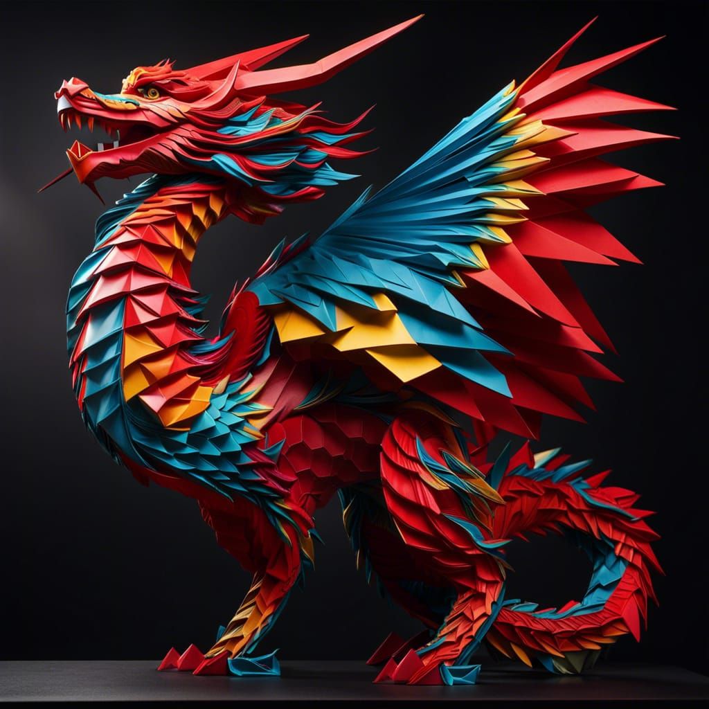 Vibrant Origami Dragon