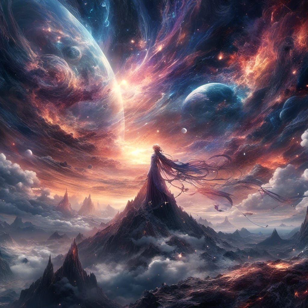 Dramatic Black Hole Universe Cloudscape