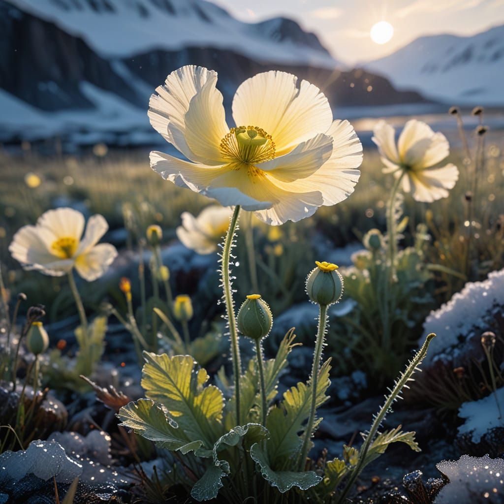 Arctic Poppy in Watercolour Style