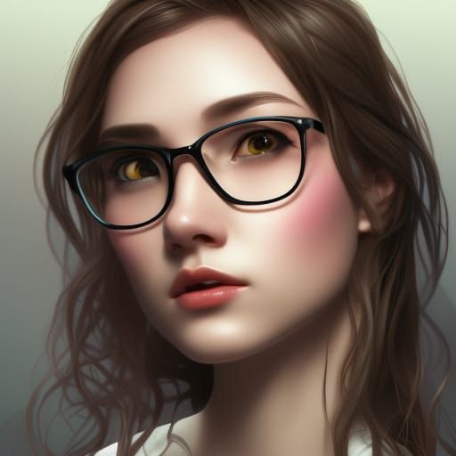 Girl with Glasses: Hyperdetailed Digital Portrait