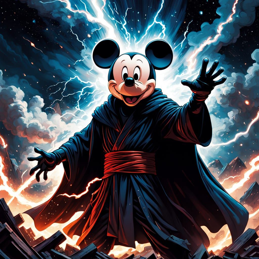 Epic Sith Lord Mickey Mouse Unleashes Force Lightning in a T...