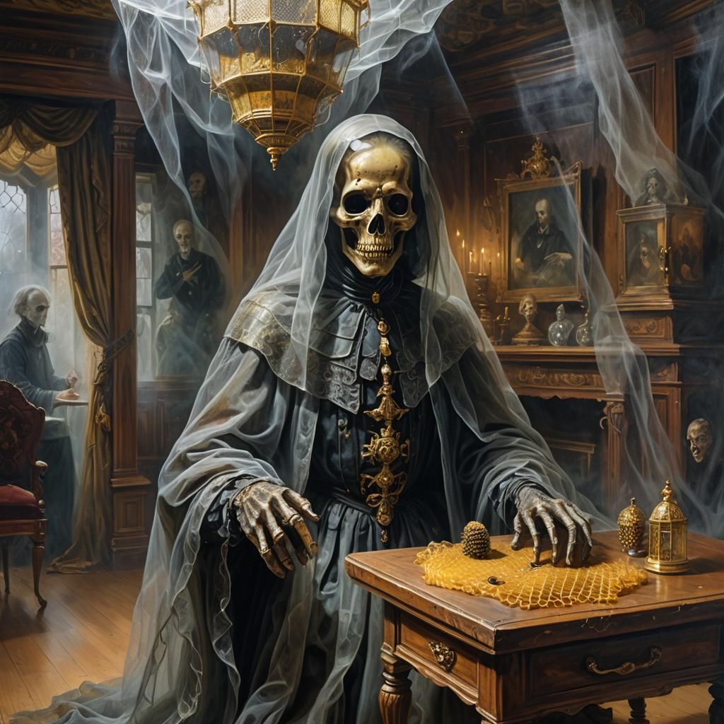 Terrifying Ghost Portrait in Antique Beehive Interior