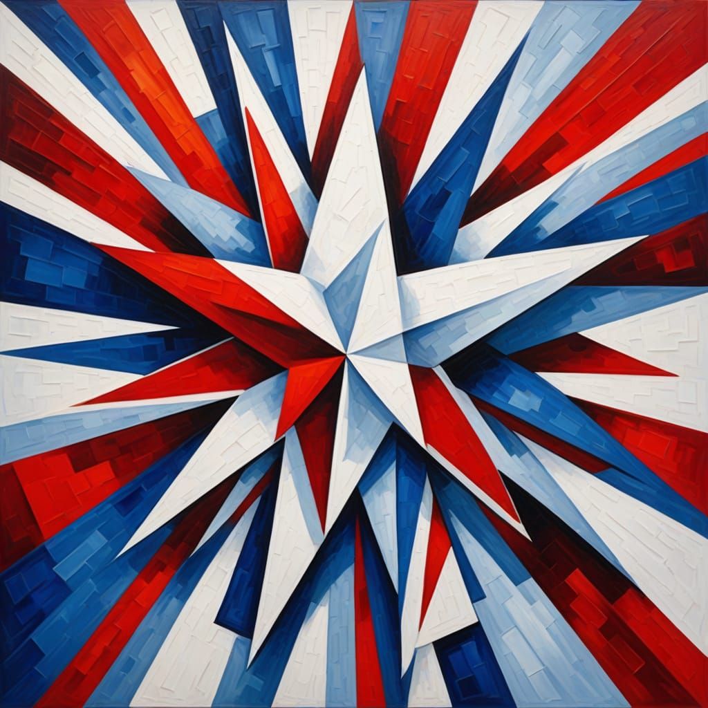 Vibrant Lone Star Abstract in Cubist Style