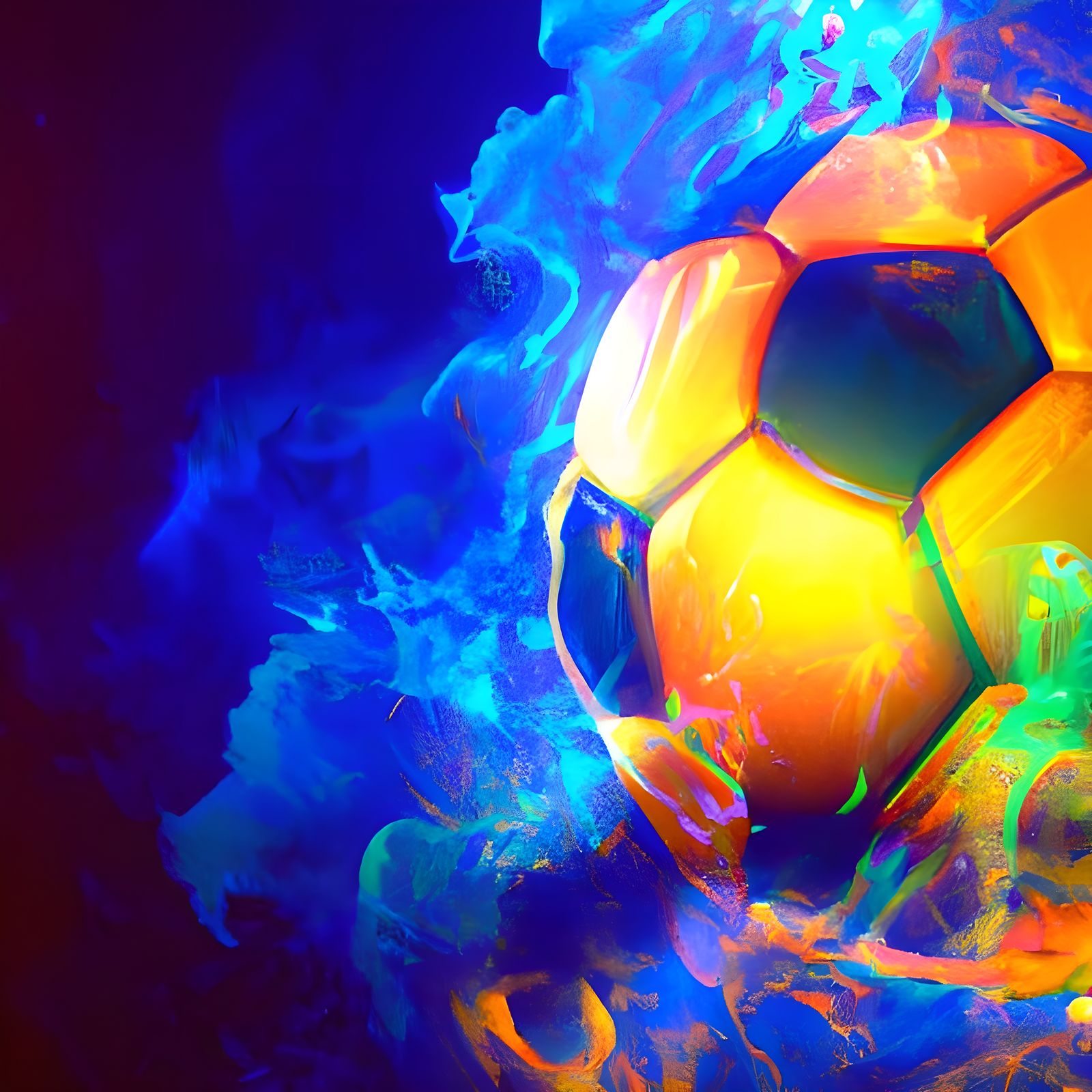 Flaming Soccer Ball in Dynamic Lighting