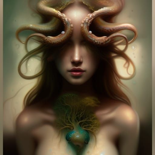 Underwater Siren in Art Nouveau Style