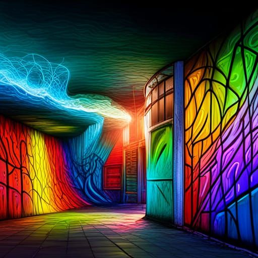 Colorful Quantum Entanglement in Graffiti Art Style