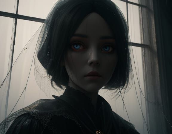 Creepy Doll in Dusty Attic, Surreal Concept Art