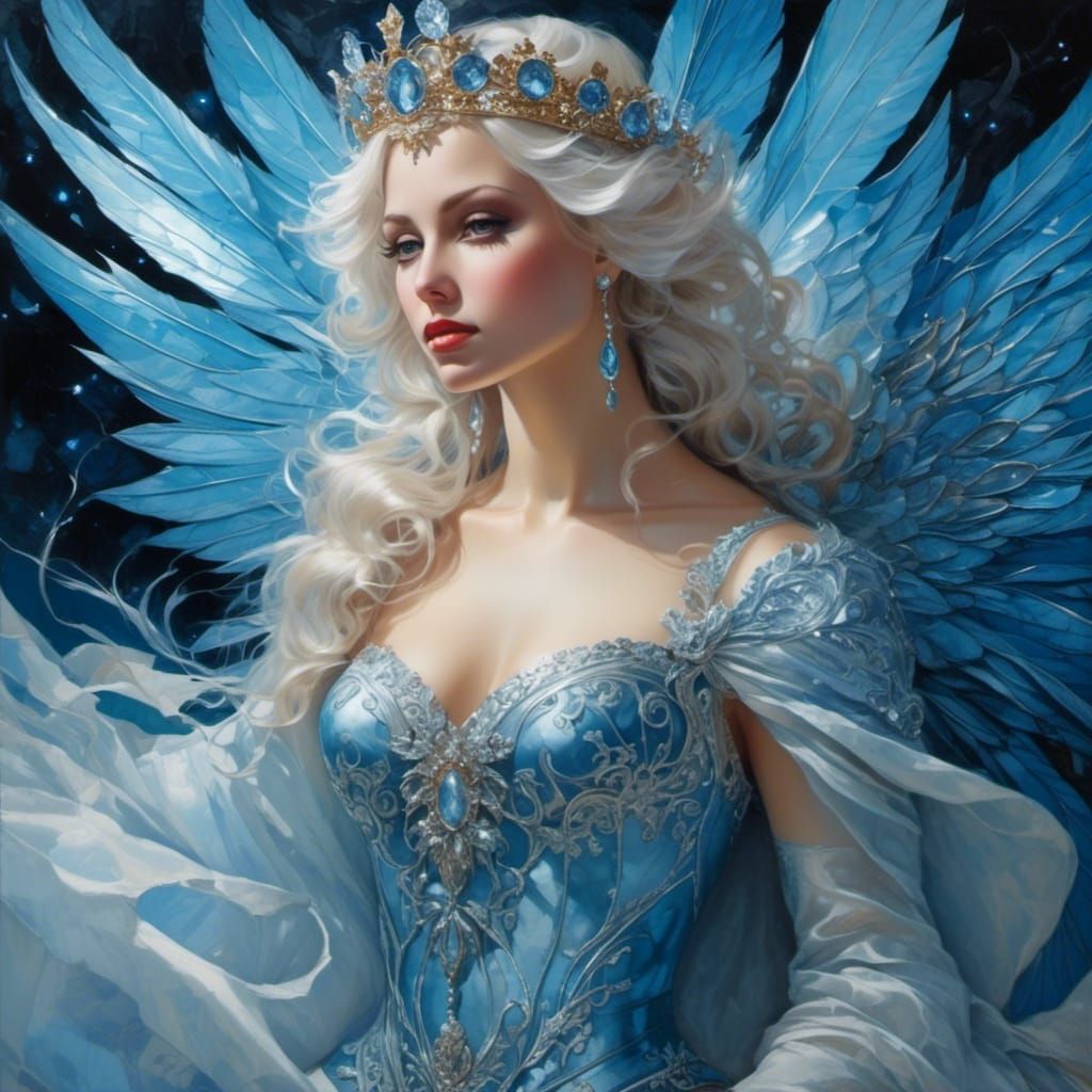 Ice Queen in Alcohol-Ink Style with Crystal Theme