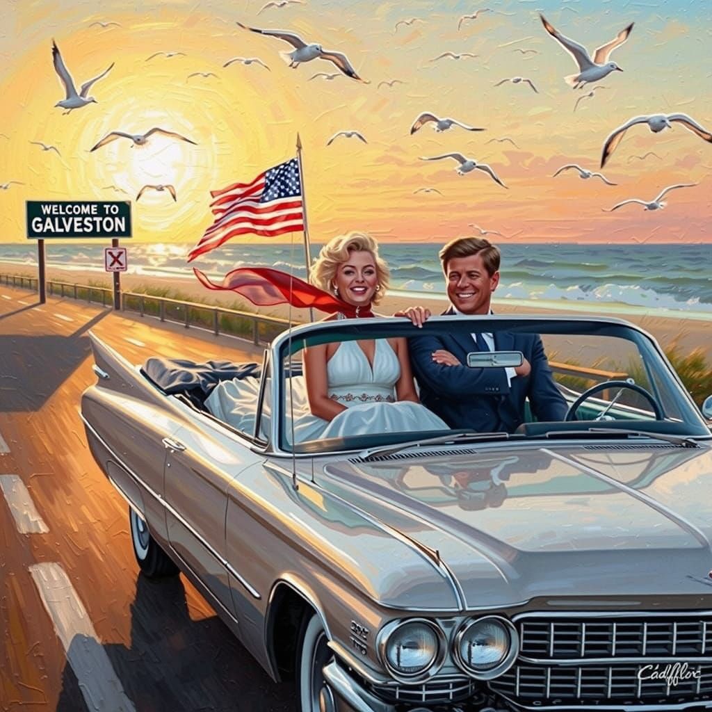 Marilyn and JFK in Impasto Oil Painting Style