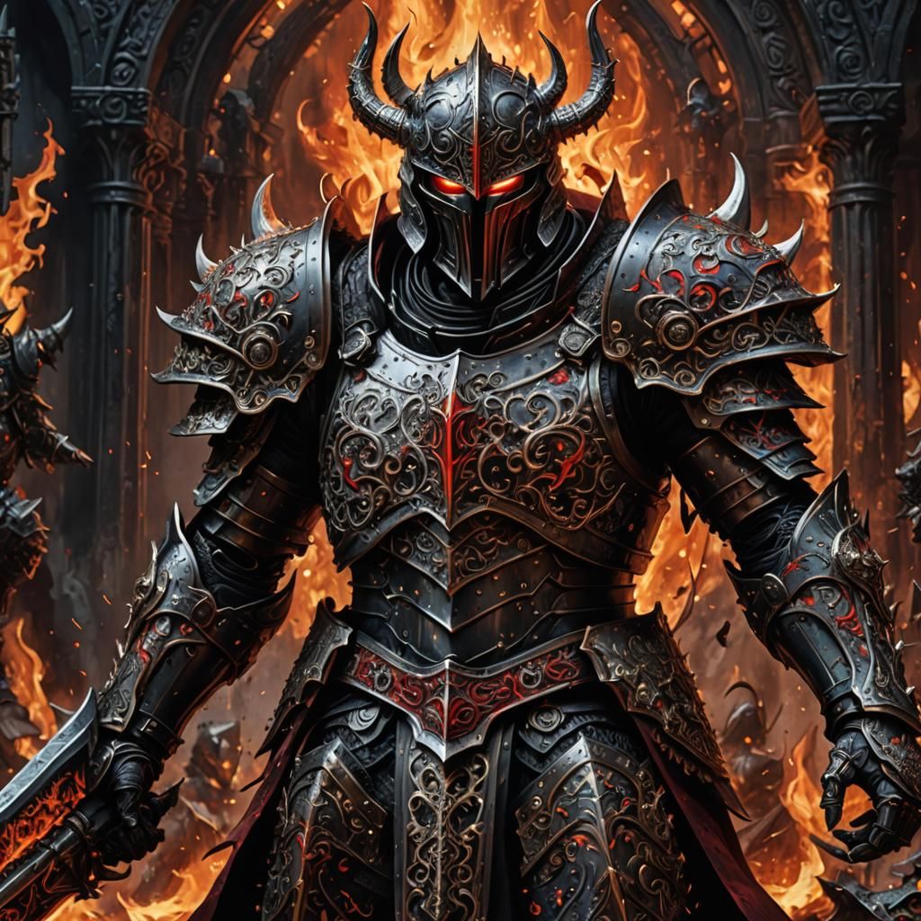 Hell Knight in Action Painting Style