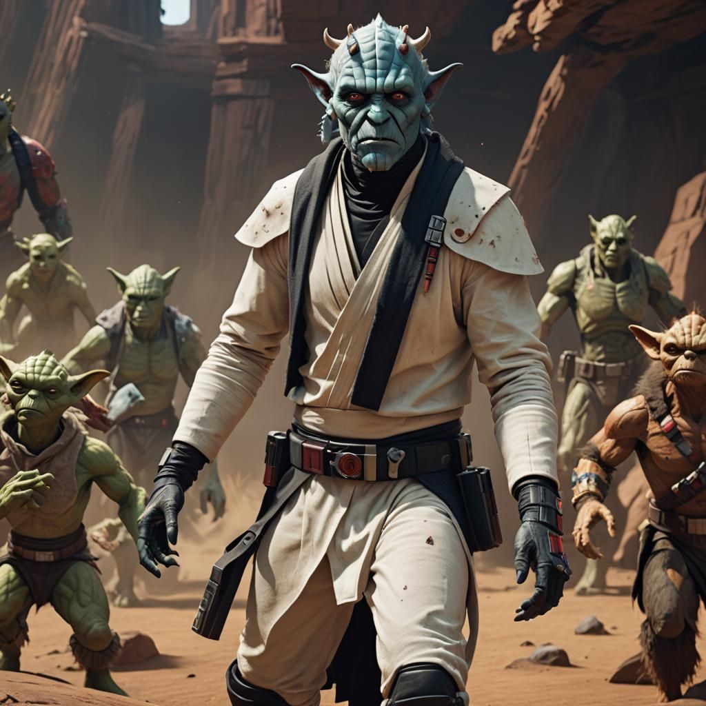 Albino Star Wars Hybrid Creature in 3D Cinematic Style