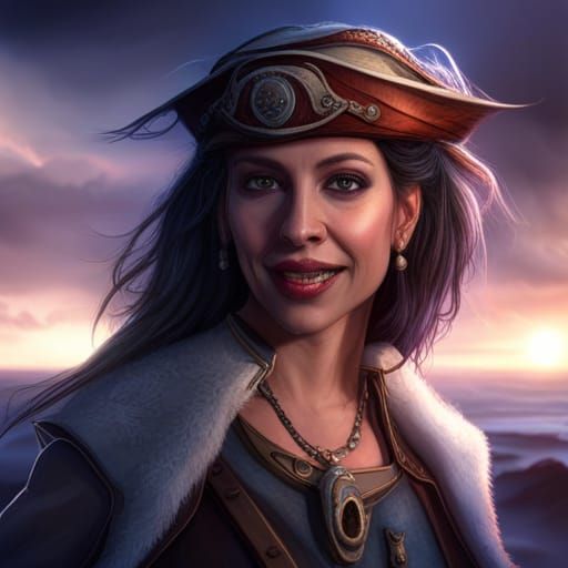 Laughing Pirate Queen in Detailed Digital Painting