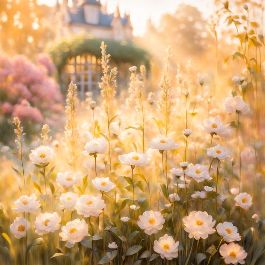 Monet Inspired Garden With Golden Light