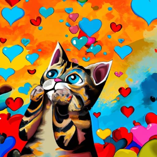 Cute Cats in Love: Colourful Digital Painting