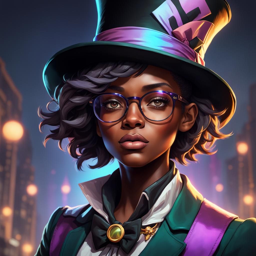 Teen Girl as Mad Hatter: Detailed Digital Portrait