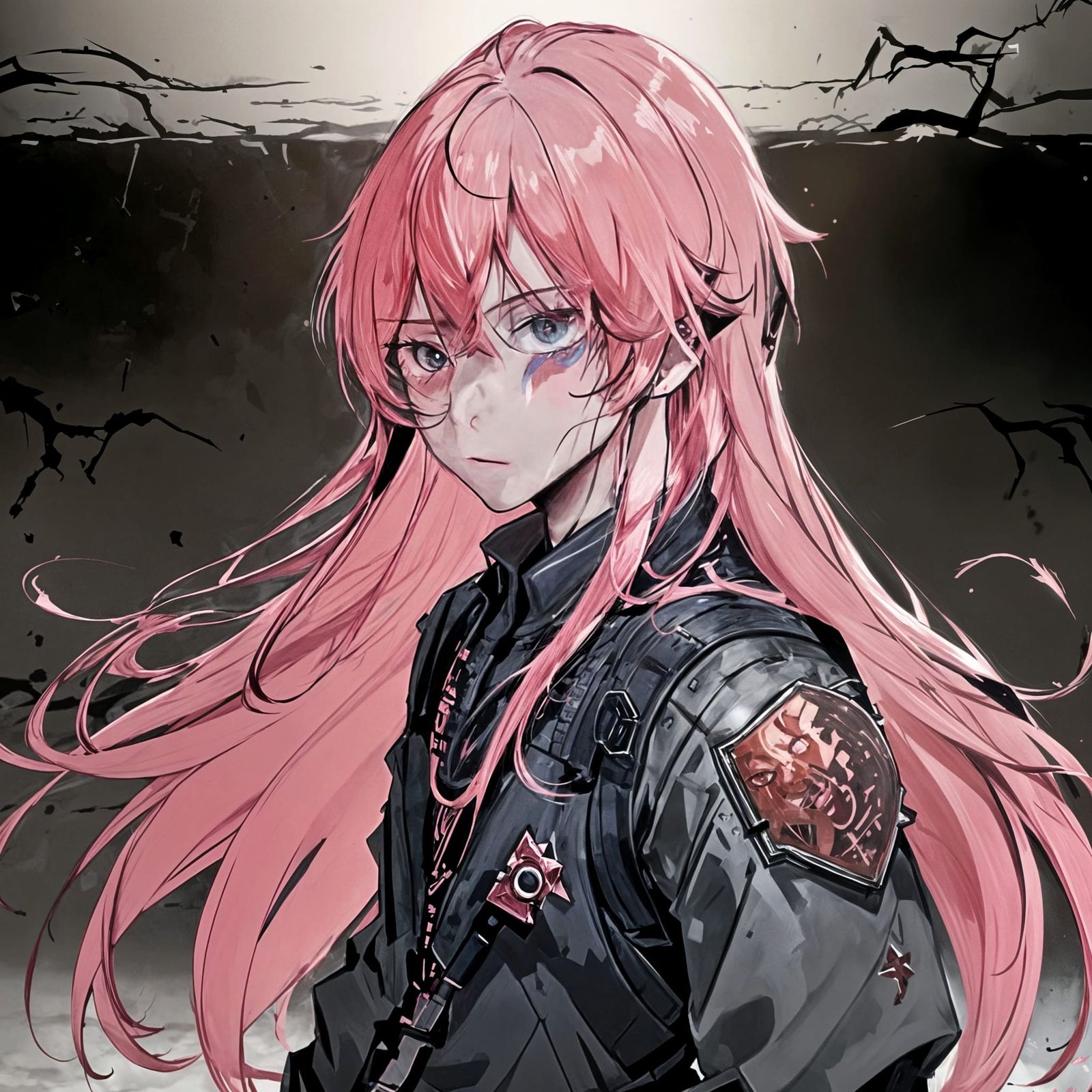 Space Marine Warrior in Vibrant Pink Hair