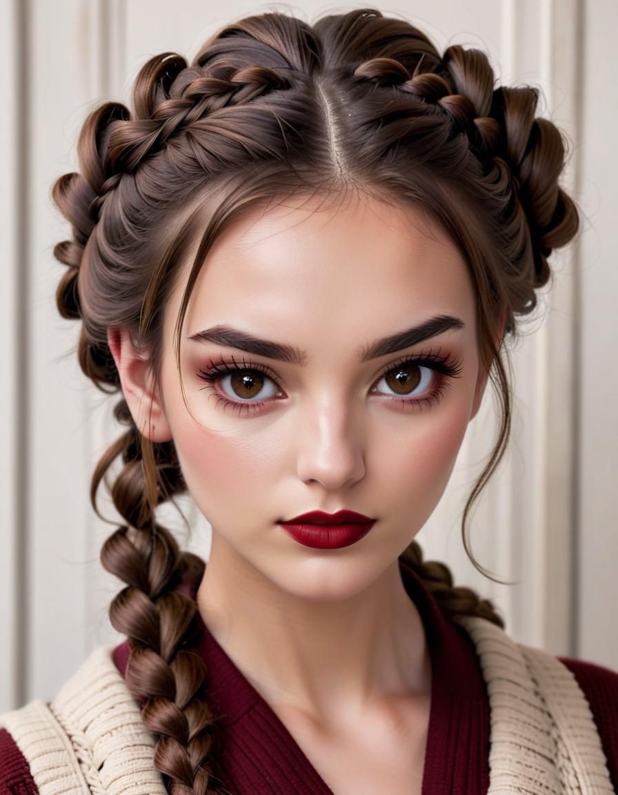 Teenage Girl in Red Gown with Gold Accessories