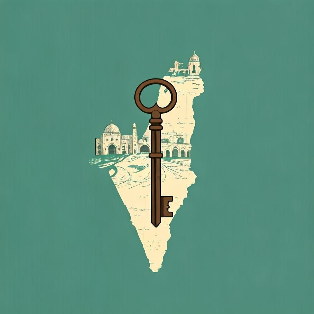 Palestinian Home: Key Over Historic Map