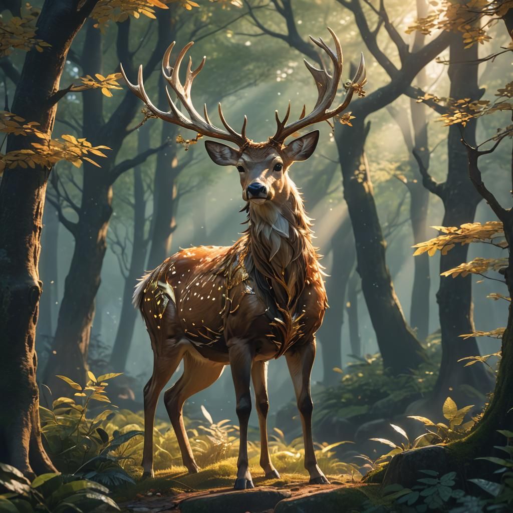 Enchanted Forest Deer in Vibrant 3D Anime Art