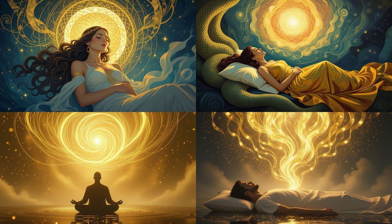 Ethereal Soul Ascends Above Body with Golden Ribbons