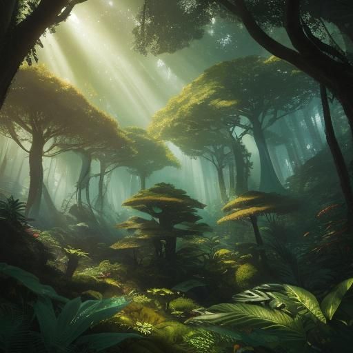 Diamond Cat in Mystical Forest: Fantasy Illustration