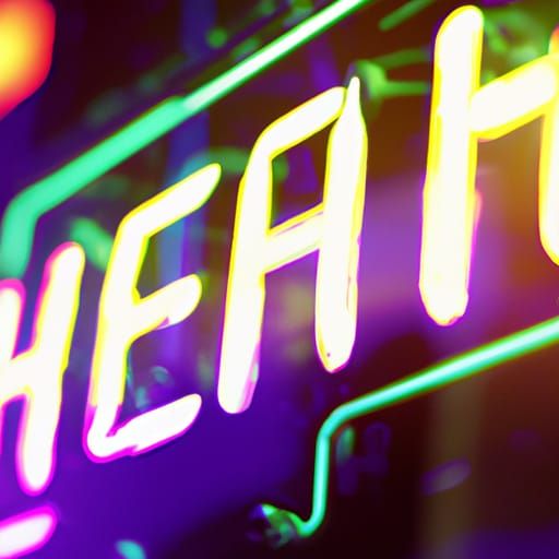 Burning Neon Sign in Cyberpunk Style, 4K