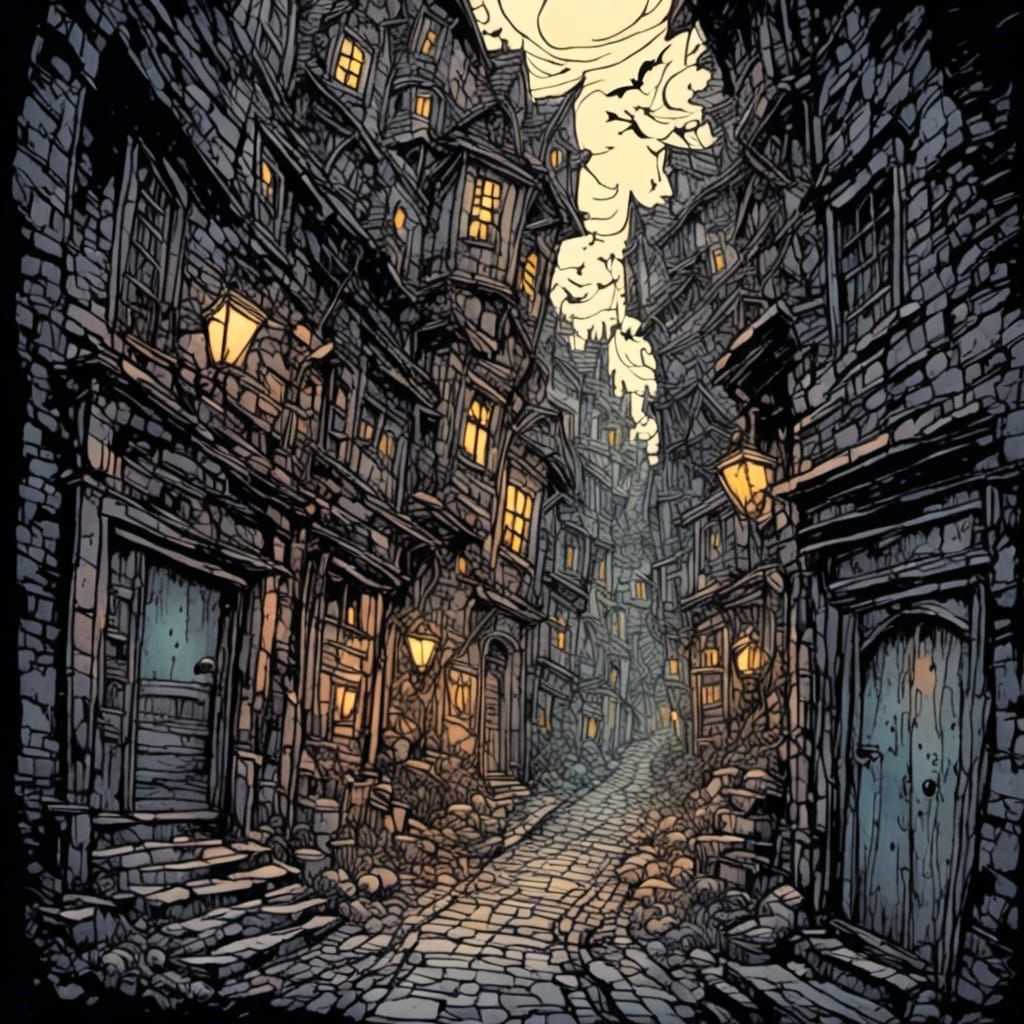 Haunted alleyway <lora:Brewed from Mistakes:1.0>