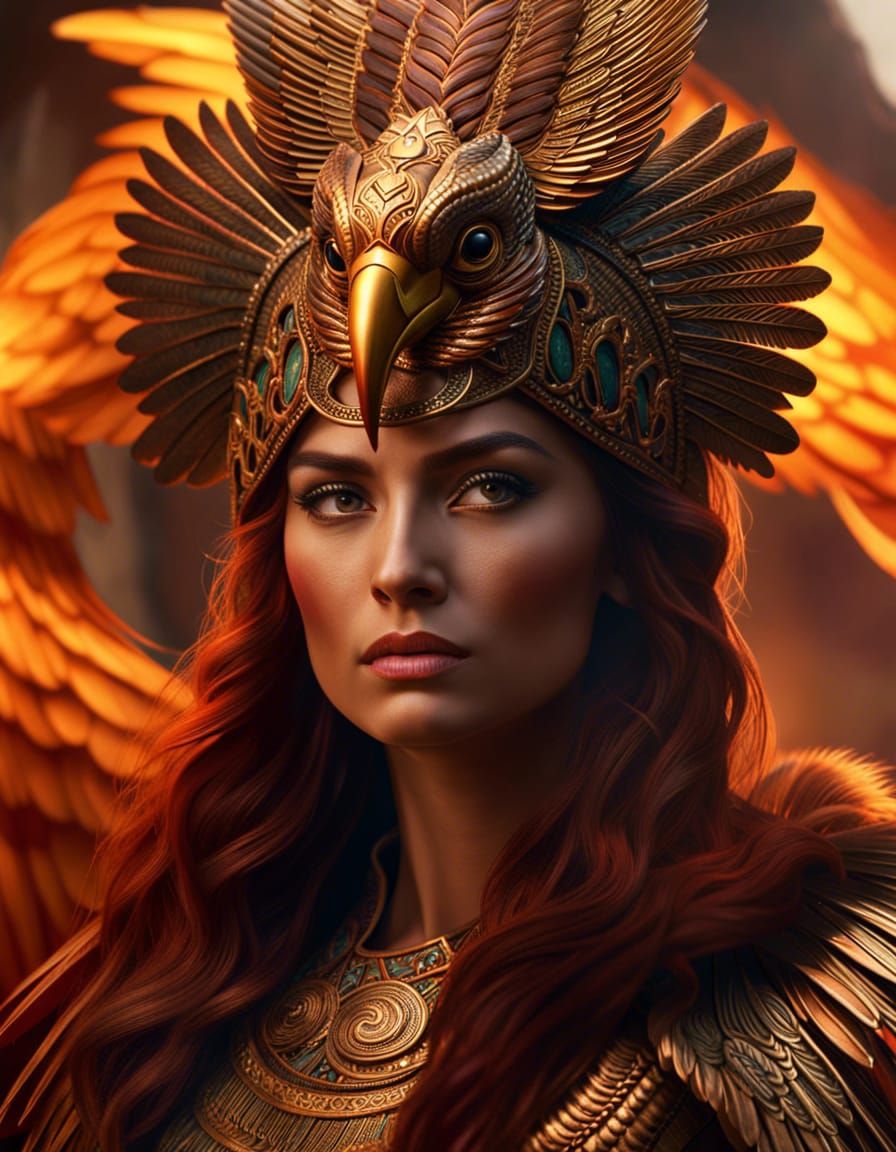 Byzantine Phoenix Woman Portrait: Digital Matte Painting