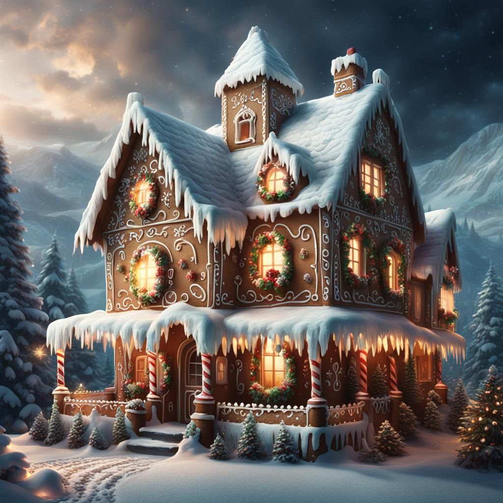 Cinematic Gingerbread House Digital Matte Painting