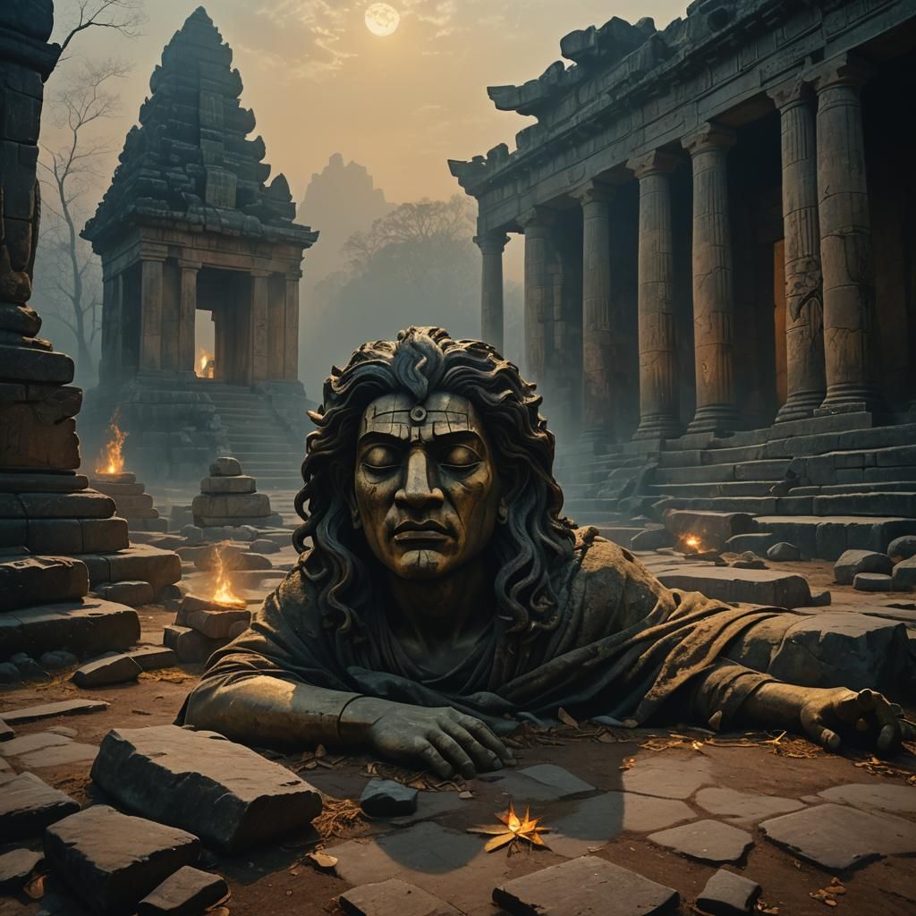 Deceased God in Stone Temple Ruins