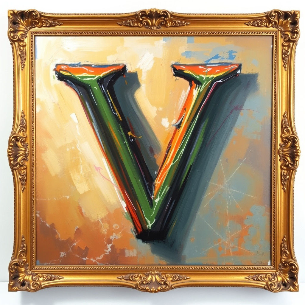Ornate Impressionist Painting of Roman Numeral V