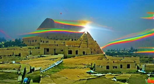 Rainbow Sun over Egyptian Pyramids