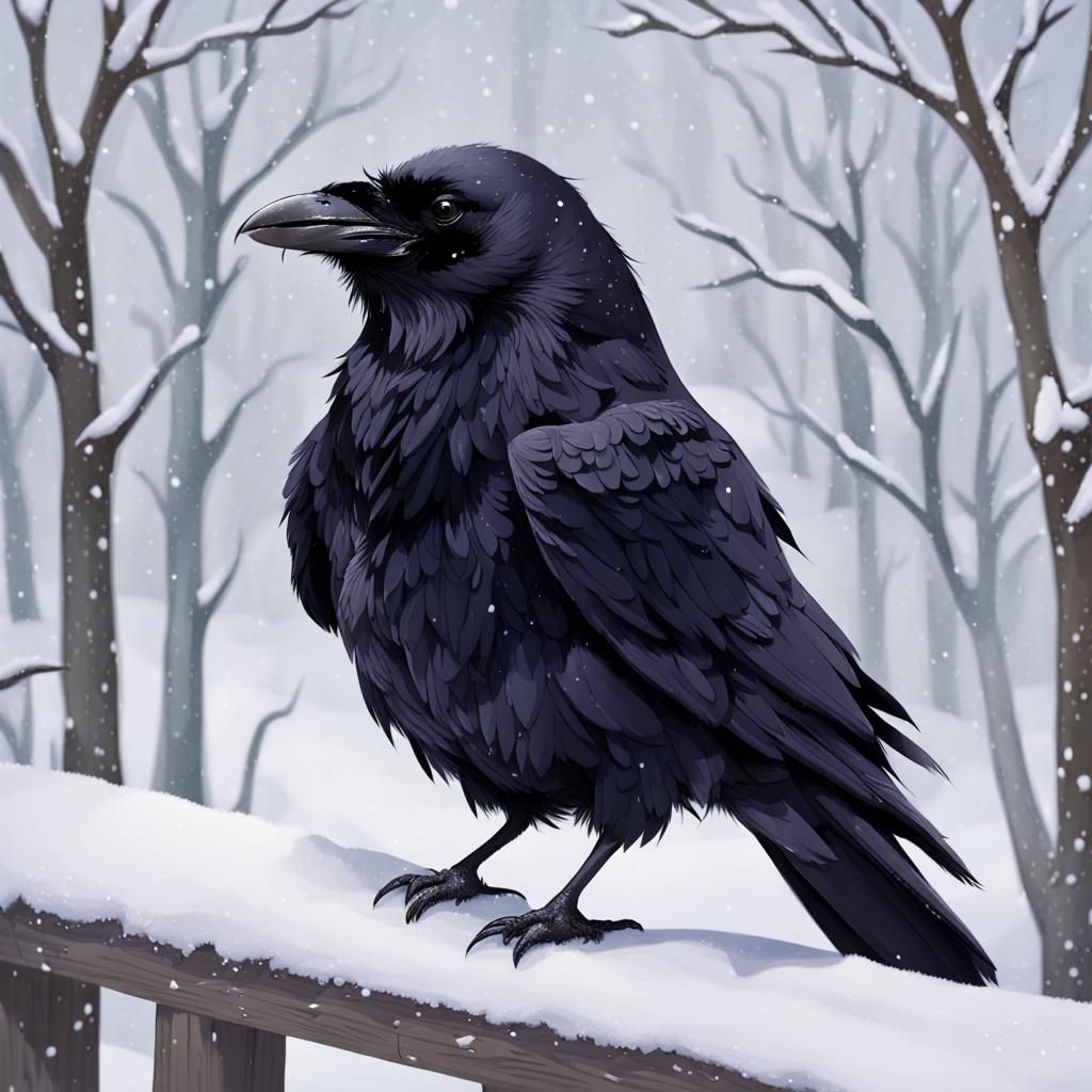 Raven in Snow: A Study in Contrast