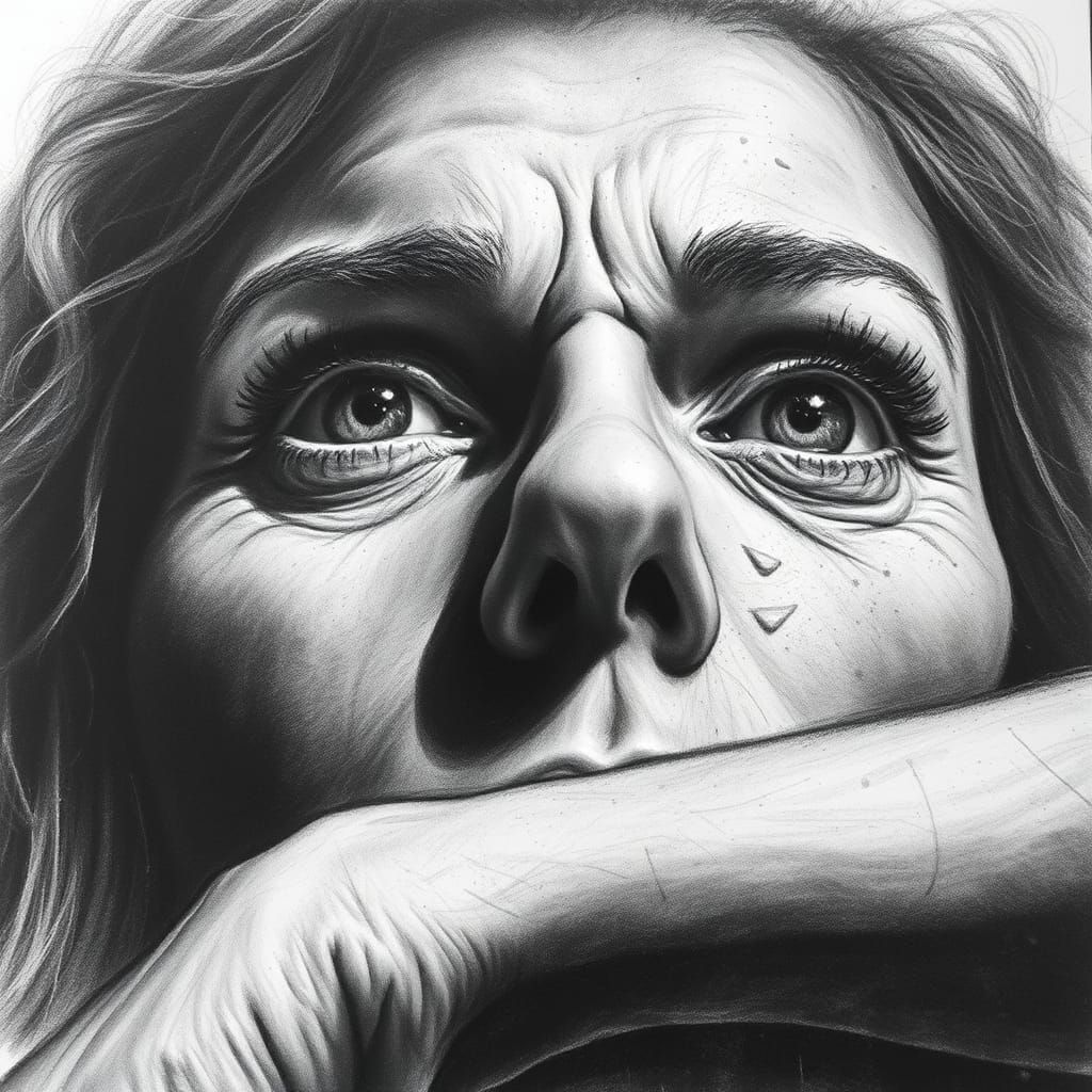 Hyperdetailed Charcoal Drawing