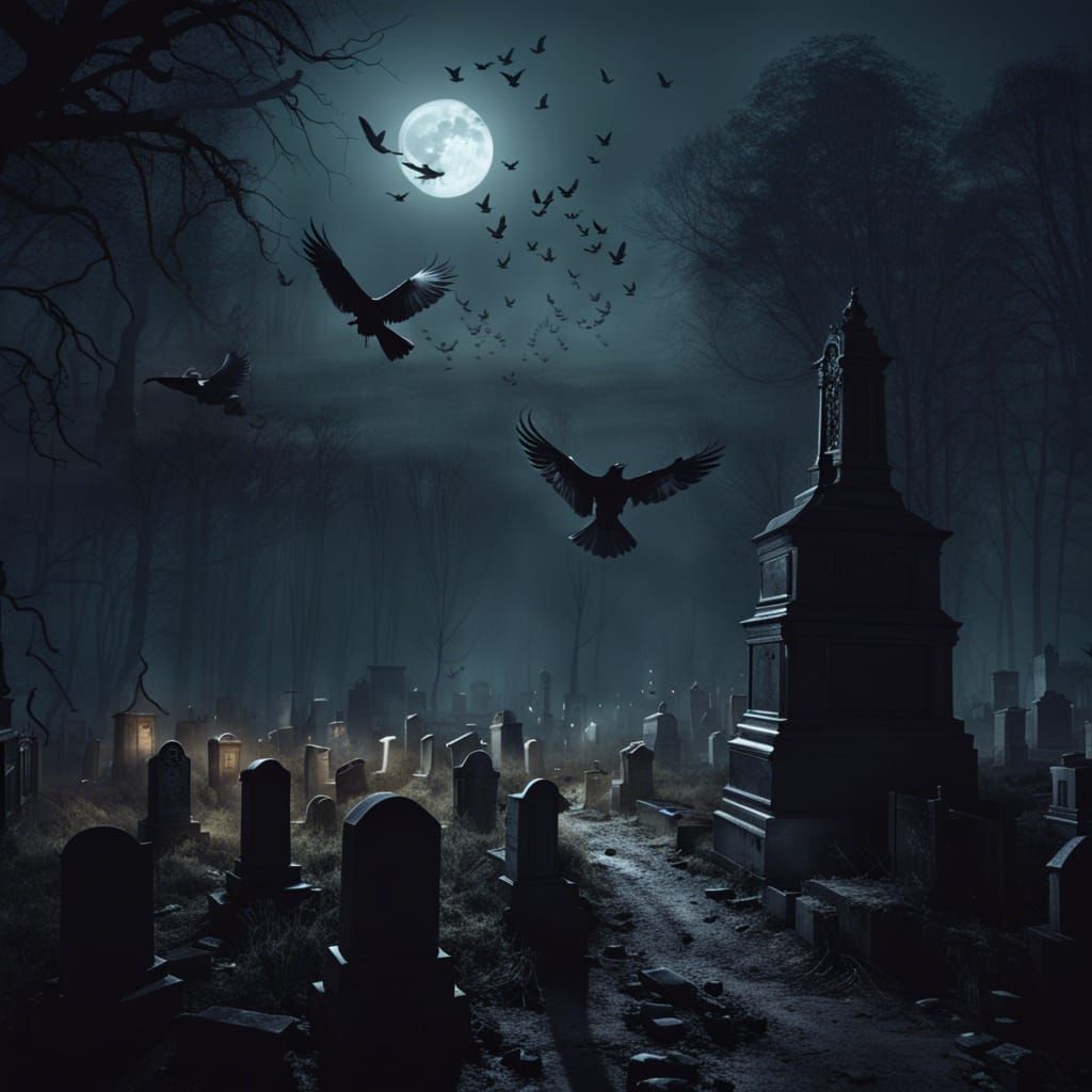 Dark Cemetery Army Rises Under Full Moon