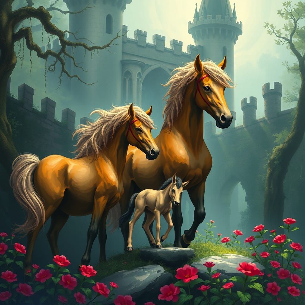 Centaurs in Enchanted Forest: Ink Splatter Art