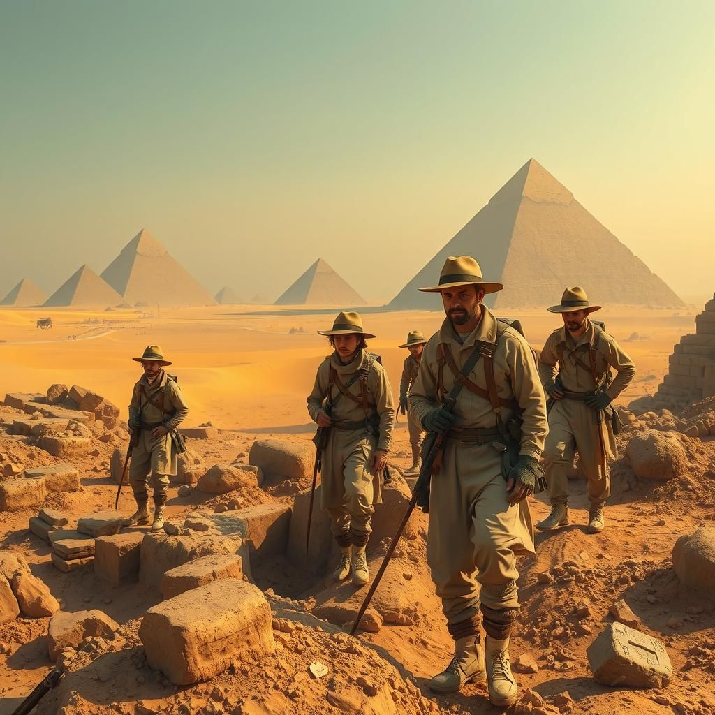 Archeologists Excavating Egyptian Ruins in Photorealistic St...